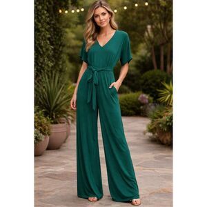 Miami Emerald Green Jumpsuit With Tie Belt Size M
